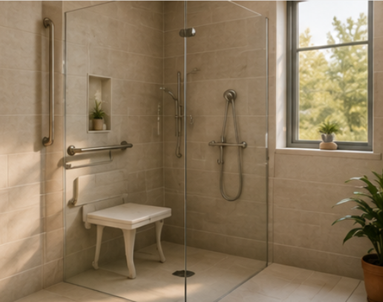 image of spacious, zero-entry shower