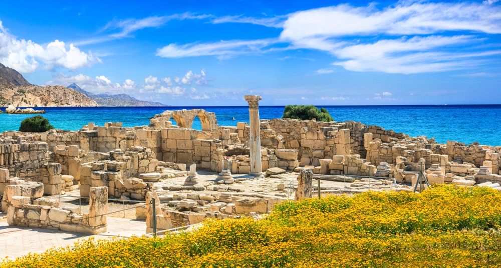 Ancient ruins in Cyprus on a sunny day.