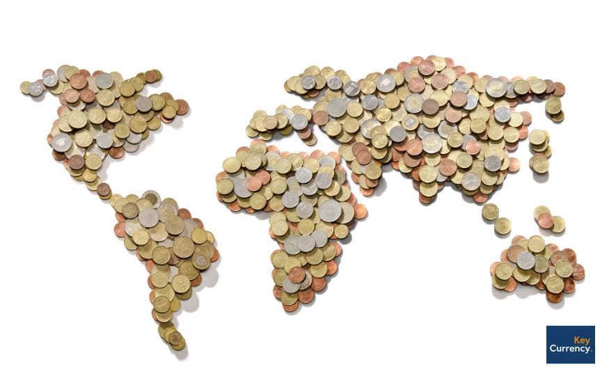 Coins placed together to re-created the world map.