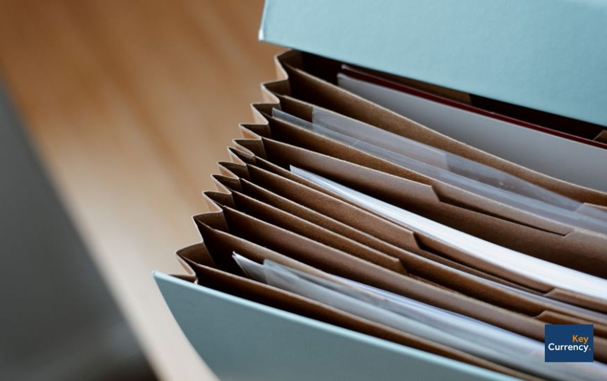 Close-up photo of an organiser folder for papers.
