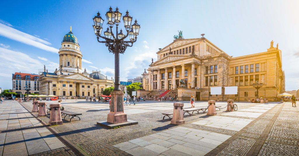 Photo of the Konzerthaus in Berlin, Germany on a sunny day.