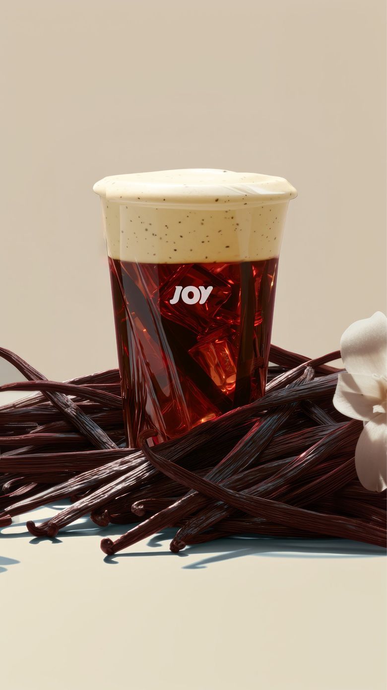 Raw Vanilla Pu'erh in a Joy cup with vanilla pods
