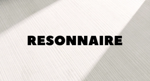 The Resonnaire logo in front of a close-up photo of a white rug in natural lighting