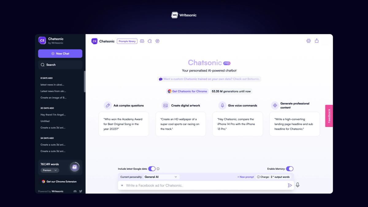 Writesonic Webapp