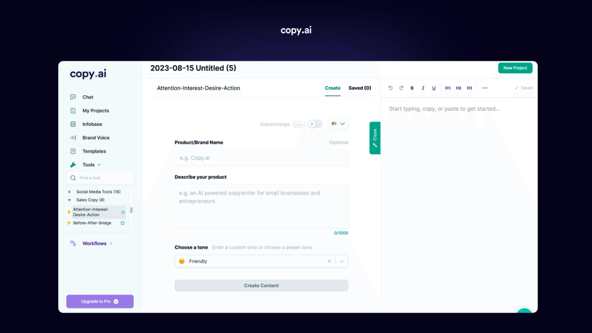 Copy AI webapp
