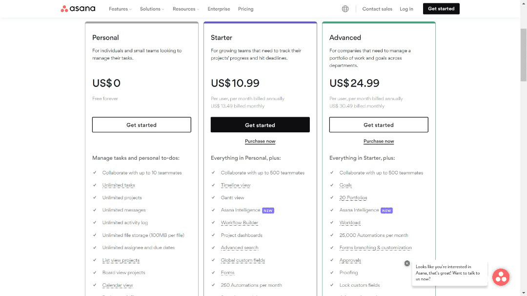 Asana Pricing