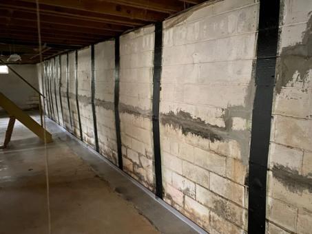 repairing foundation bowing walls with carbon fiber straps