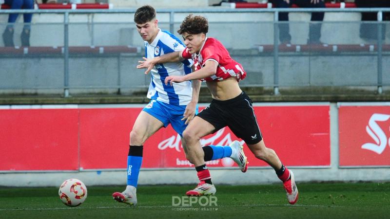 O Xuvenil A, "total dominador do balón", cae pola mínima en Copa ante un Athletic que aproveitou un "erro illado nun balón parado"