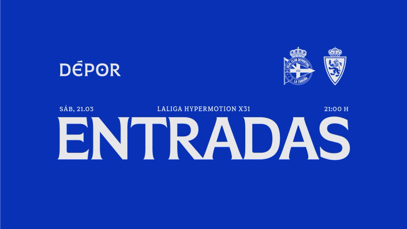 Á venda as entradas para o Dépor - Real Zaragoza do sábado 21 de marzo ás 21:00 en ABANCA-RIAZOR