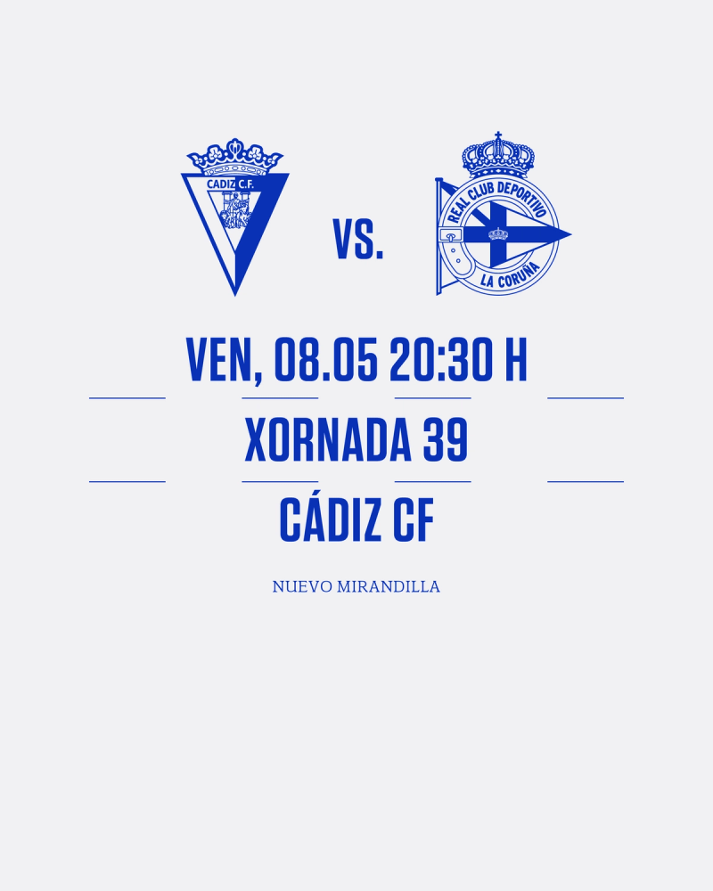 Segundo venres consecutivo de liga para o Dépor, esta vez o 8 de maio ás 20:30 en Cádiz