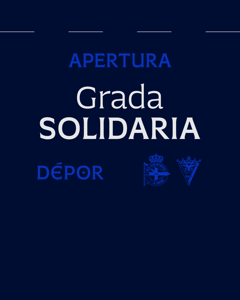A RC Deportivo Fundación activa a bancada solidaria de ABANCA-RIAZOR para o Dépor - CD Mirandés do luns 20 de abril ás 20:30