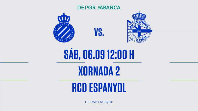 El Dépor ABANCA visita al RCD Espanyol el sábado 6 de septiembre a las 12:00 en la 2ª jornada de la Liga F