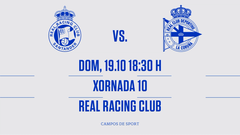 O Dépor enfróntase ao Real Racing Club o domingo 19 de outubro ás 18:30 en El Sardinero