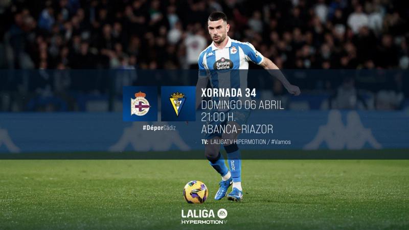 Dépor y Cádiz CF se enfrentan en ABANCA-RIAZOR el domingo 6 de abril a las 21:00 horas