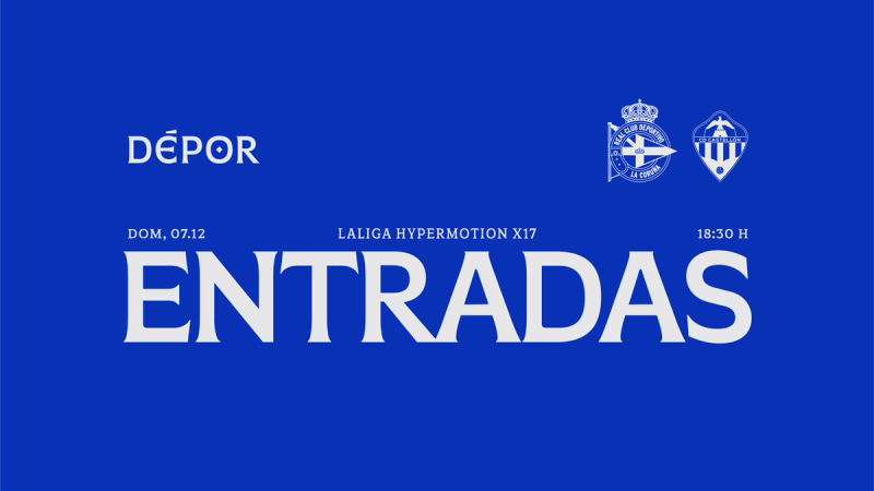 A la venta las entradas para el Dépor - CD Castellón del domingo 7 de diciembre a las 18:30 en ABANCA-RIAZOR