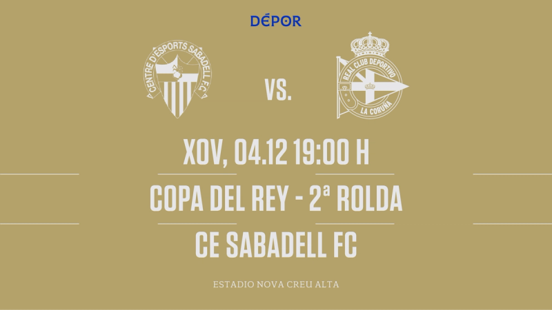 A Federación Española adianta ás 19:00 horas do xoves 4 de decembro o partido de Copa del Rey en Sabadell