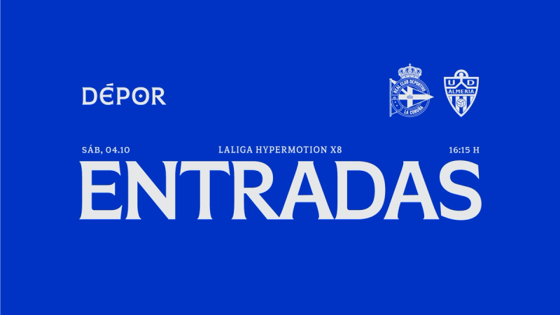 A la venta las entradas para el Dépor - UD Almería del sábado 4 de octubre a las 16:15 en ABANCA-RIAZOR