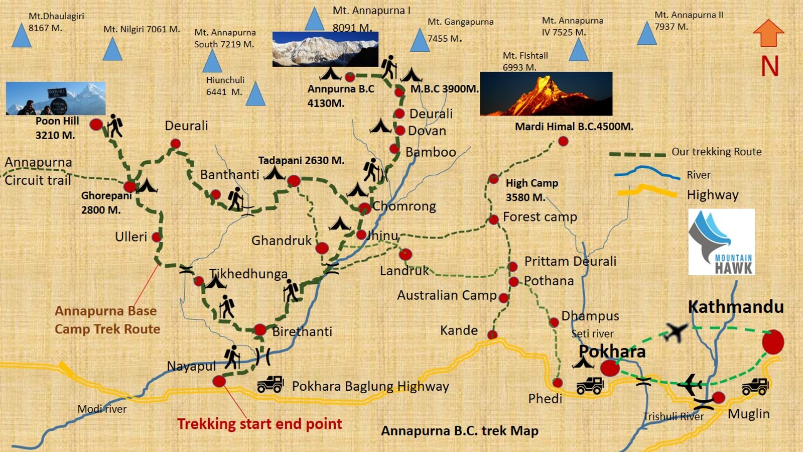 Annapurna Circuit Trek route map