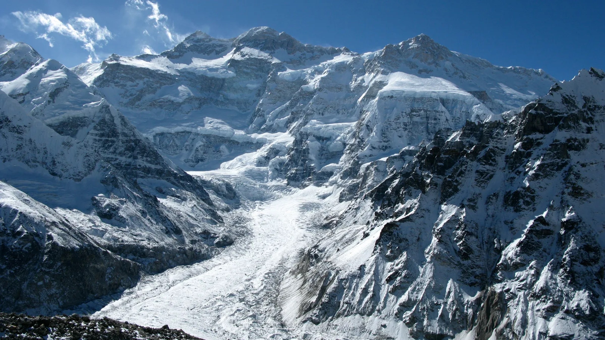 The north face of Kanchenjunga and the glacier below it, seen from Pangpema, the north base camp