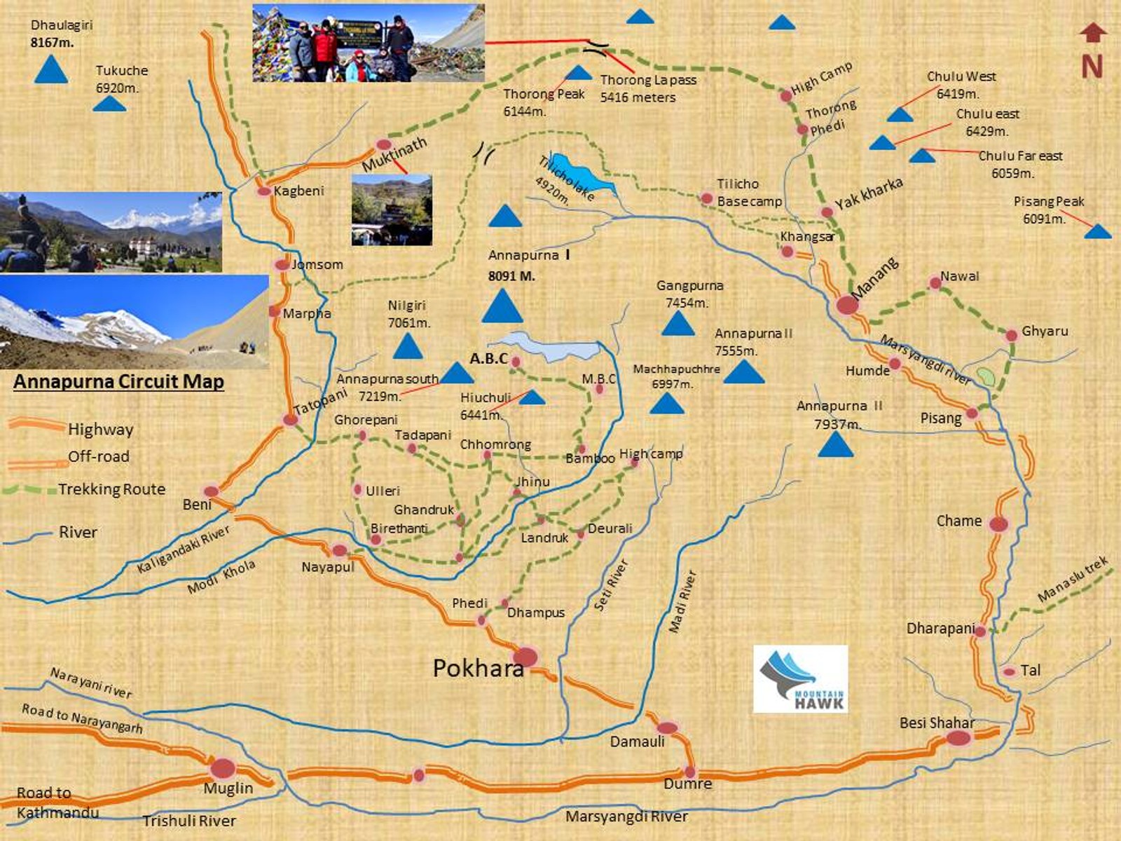 Thorong La Pass Trek route map