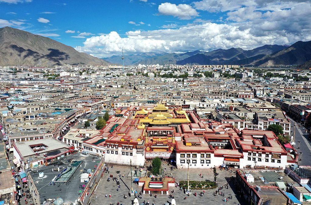Jokhang Temple and Barkhor square from above, Lhasa