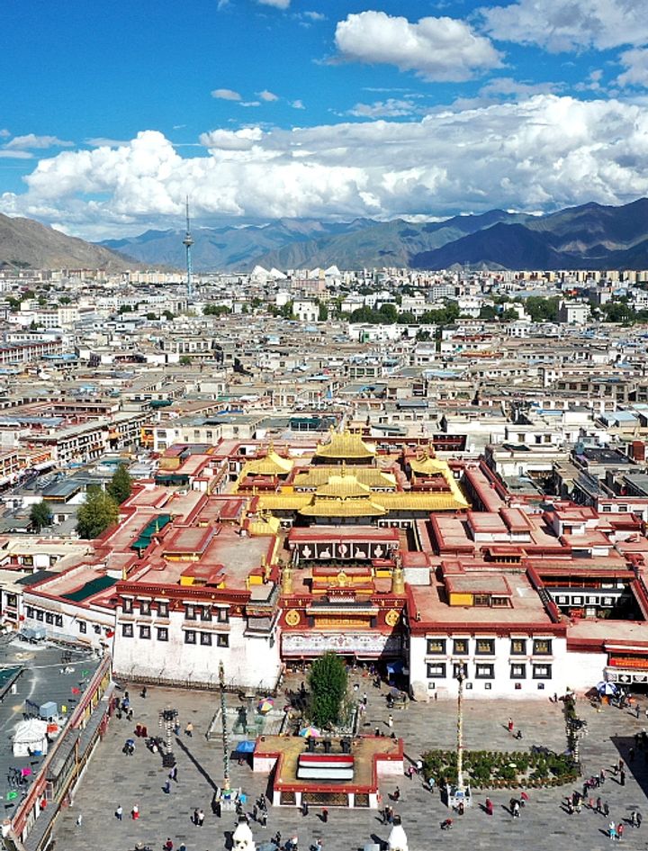 Jokhang Temple and Barkhor square from above, Lhasa