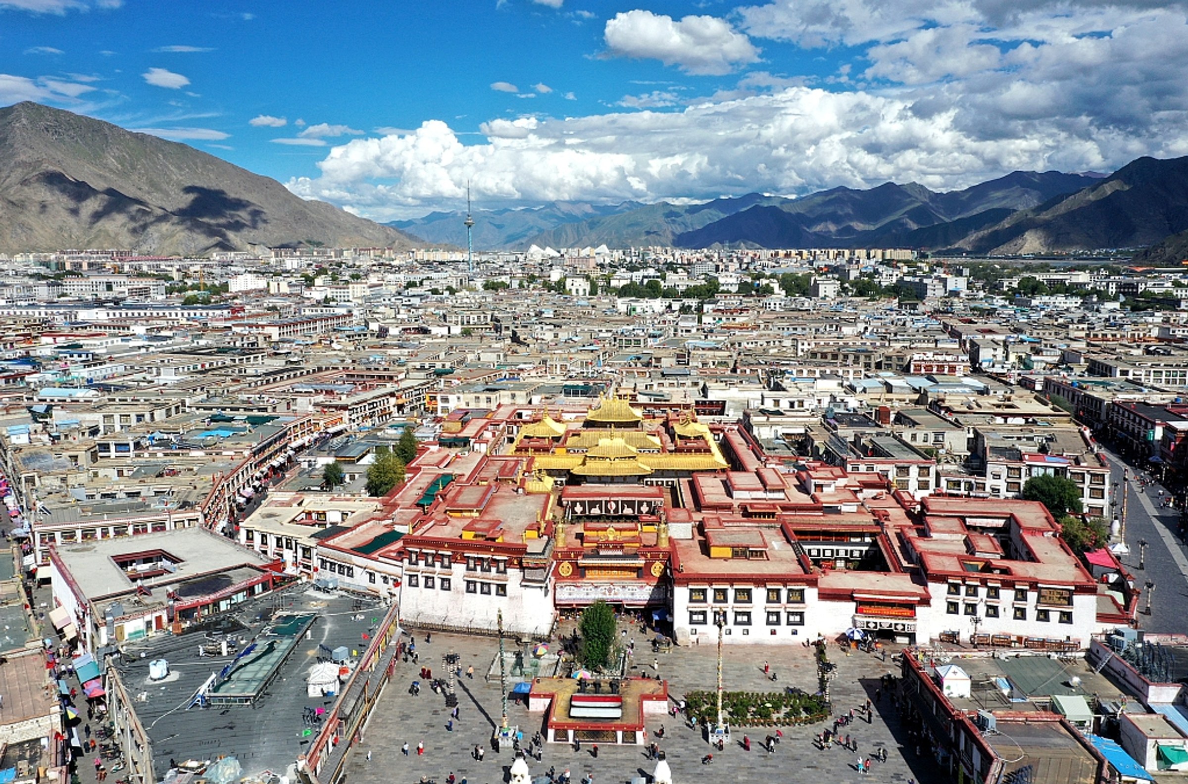 Jokhang Temple and Barkhor square from above, Lhasa
