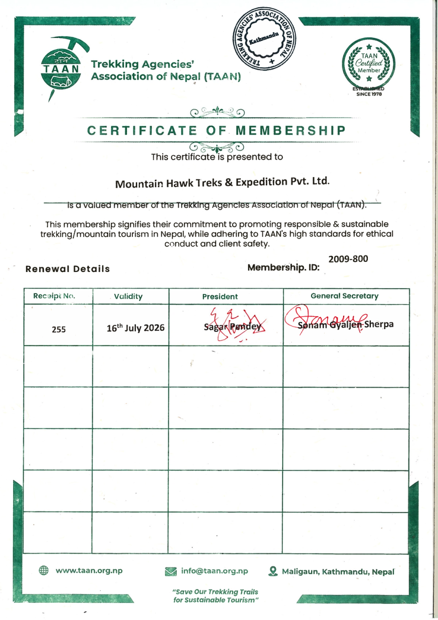 TAAN Certificate of Membership