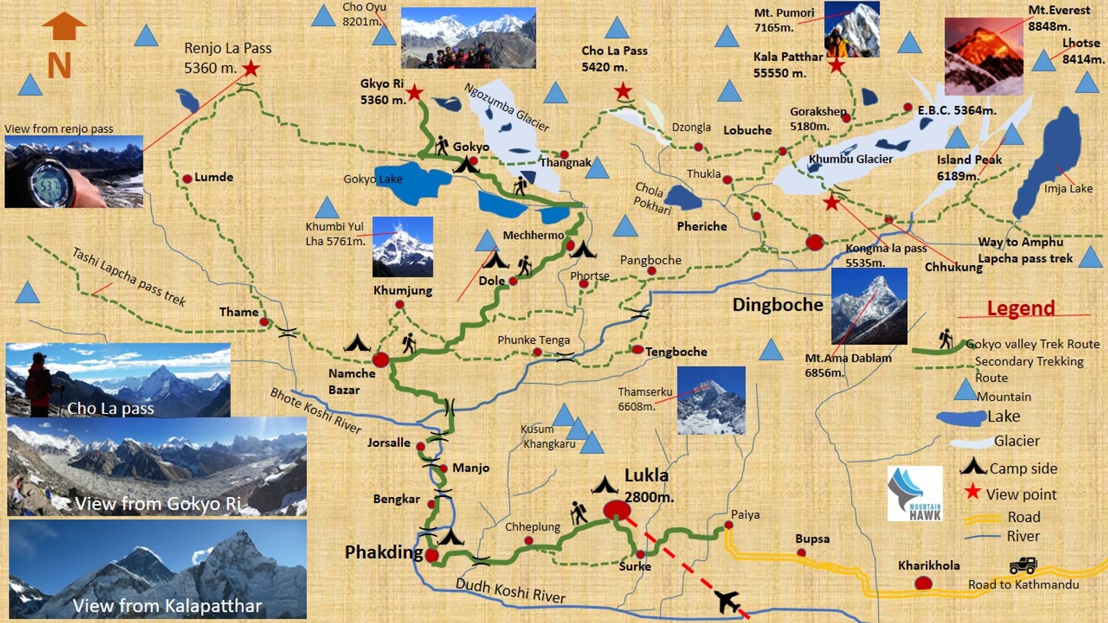 Gokyo Valley Trek route map