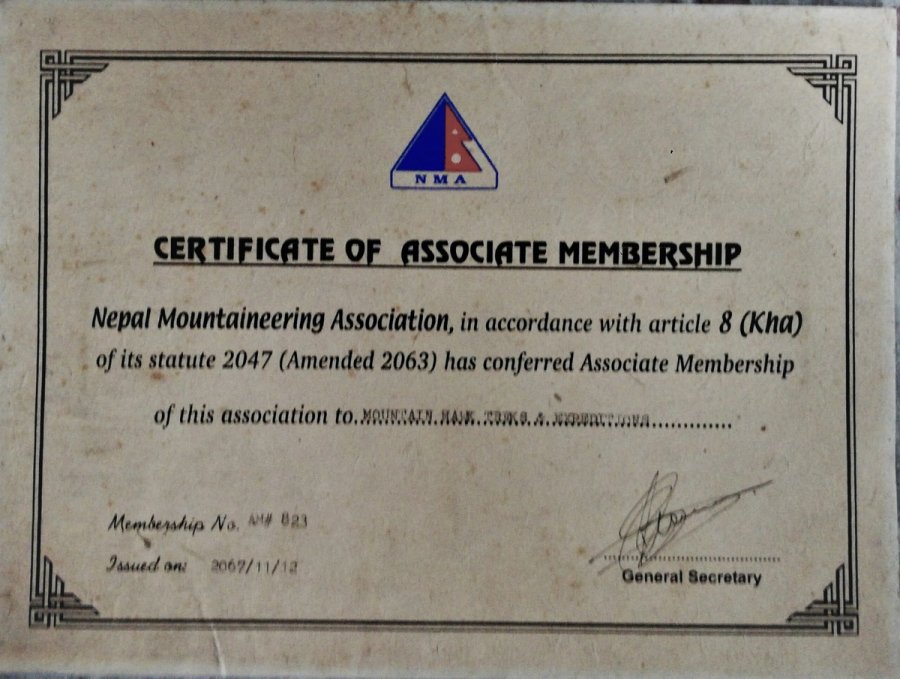 Membership of Nepal Mountaineering Association