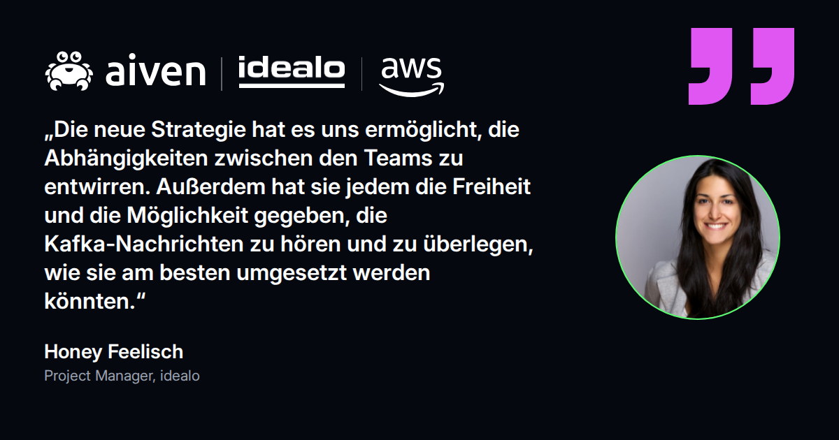 Zitat von Honey Feelisch, Project Manager bei idealo: Die neue Strategie hat die Abhängigkeiten zwischen den Teams entwirrt