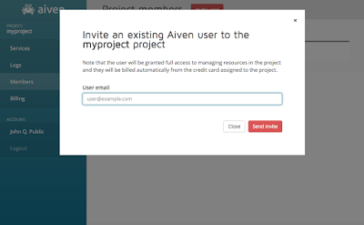 Inviting a user to join a project