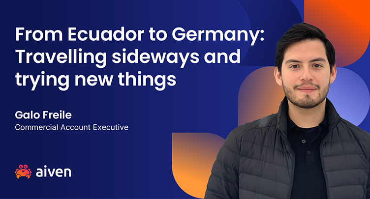 Galo Freile, Commercial Account Executive, Aiven, Aiven logo, Interview, Career progression, Growth, Career in Sales