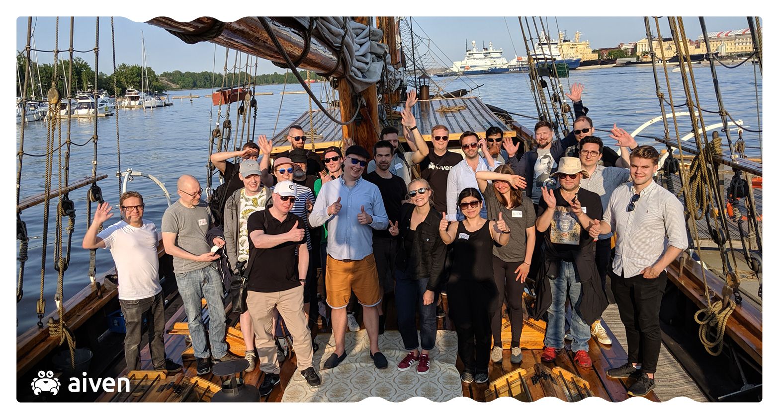 The Aiven crew is ready to set sail! Plain sailing