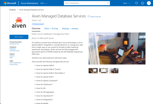 Aiven on Azure Marketplace now