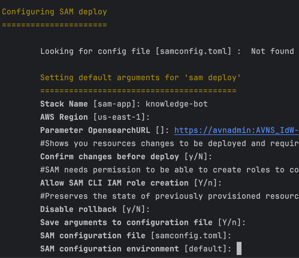 Running sam deploy --guided