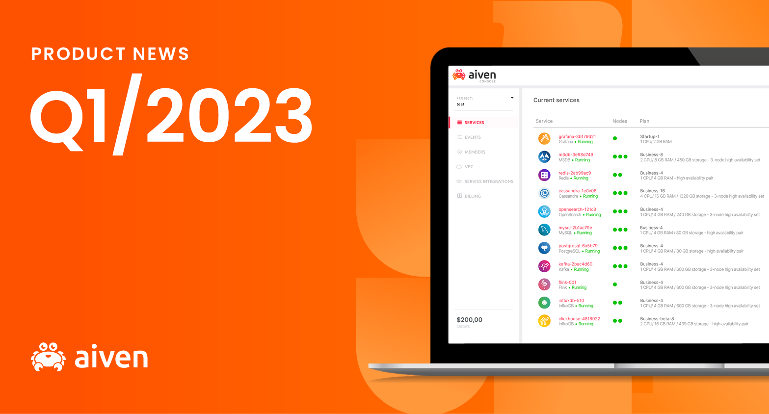 What's new at Aiven: Q1/2023 illustration