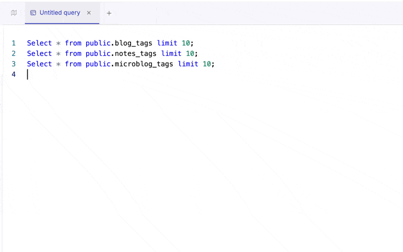 inline selection of queries in query editor