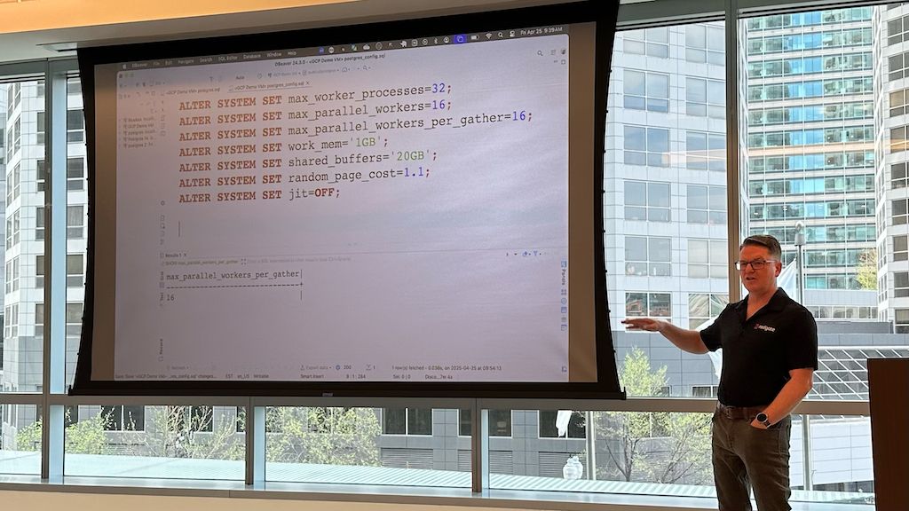 Ryan Booz showing settings for his 1bn row challenge