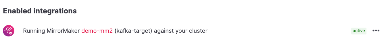 Aiven Console, active MirrorMaker 2 integration
