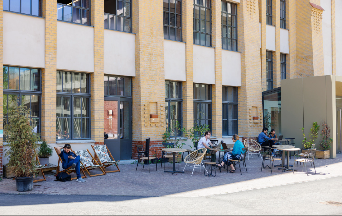 Outdoor meeting in sunny summer day