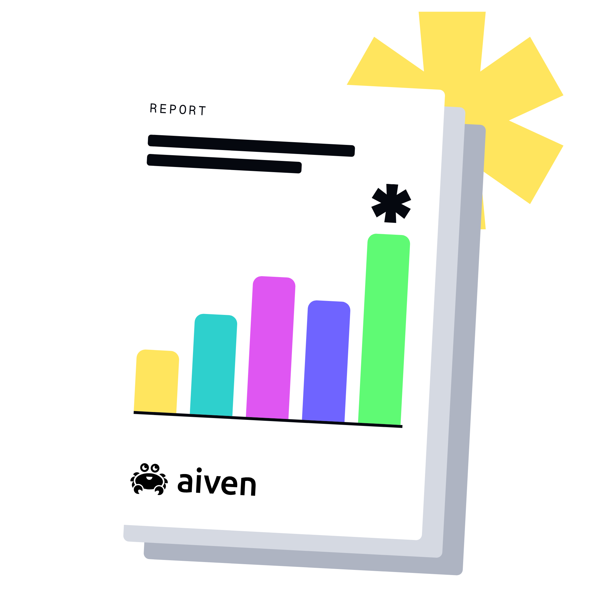 2023 state of data management solutions for digital natives, report cover with a bar chart and the Aiven logo