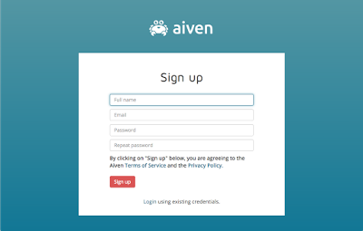 Signing up to the Aiven for PostgreSQL service