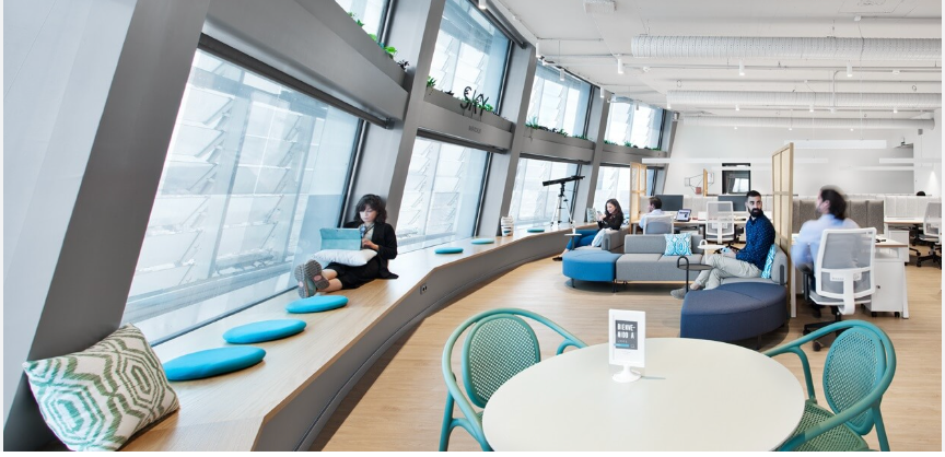 Open office with big glass windows