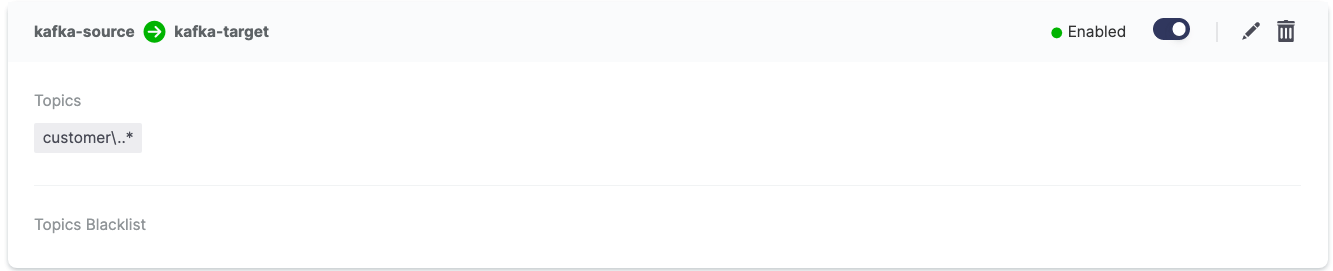 Aiven Console, MirrorMaker 2 replication flow enabled