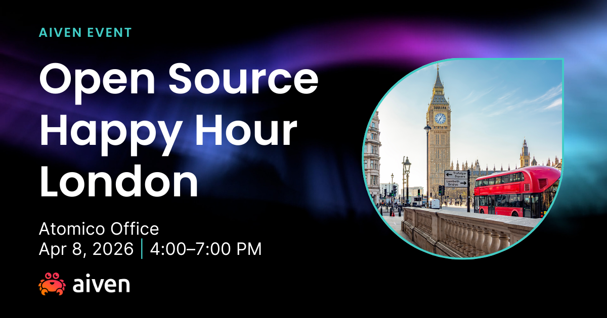 Open Source Happy Hour London — Aiven event banner