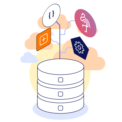 Illustration shows how Apache Flink connects to different cloud solutions including AWS, Google Cloud and Microsoft Azure.