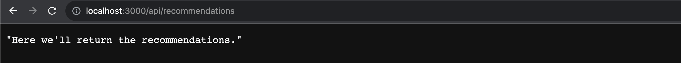 Screenshot of still mostly empty backend call