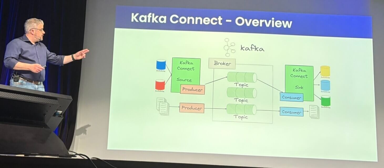 Dirk Krautschick with a Kafka Connect slide