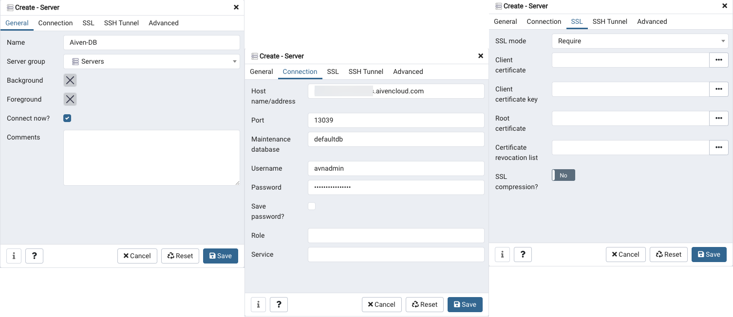 Connecting to PostgreSQL three connection steps